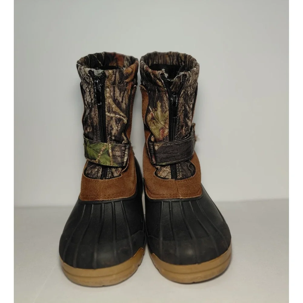 Ozark Trail Youth Size 4 Boots‎ Waterproof Snow Rain Camo Zip Up Strap NO LINER